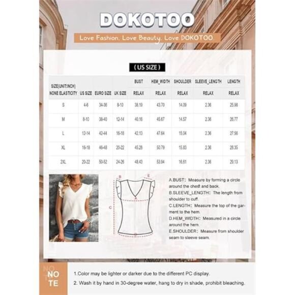 Womens 2024 Cute V Neck Ruffle Sleeveless Shirts Elegant Tank Tops Blouses - Picture 6 of 7